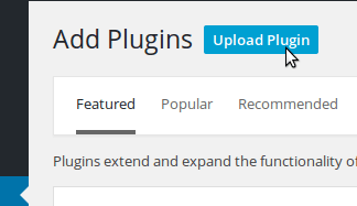 Upload Plugin button on Add New Plugin page